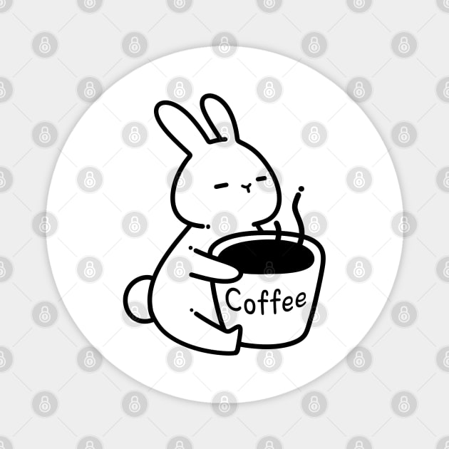 Bunny with Cup of Coffee | Coffee Lover Gifts | Handmade Illustrations by Atelier Serakara Magnet by Atelier Serakara